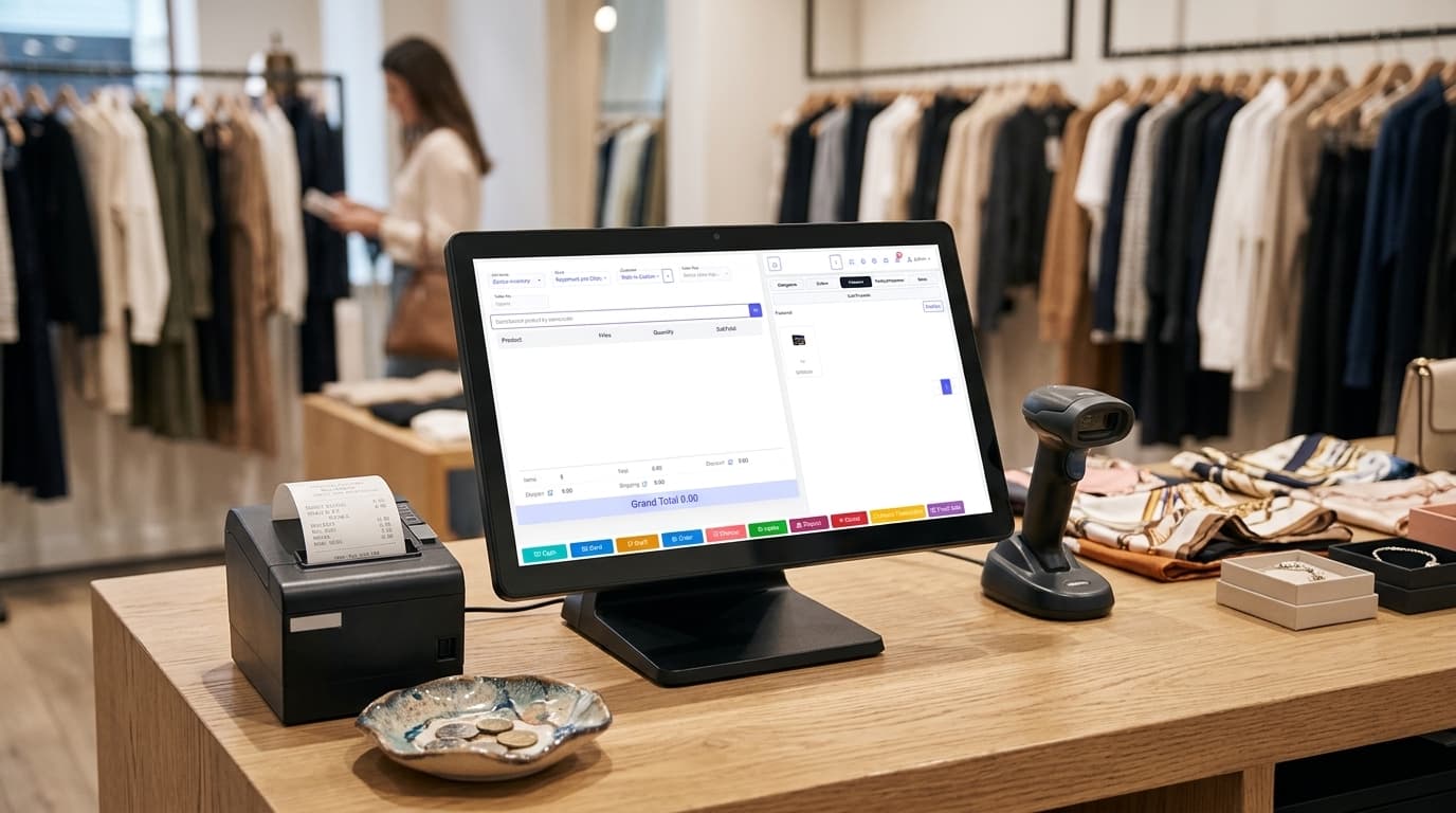 Real Royalmark POS Cashier Checkout on Touch Terminal Counter