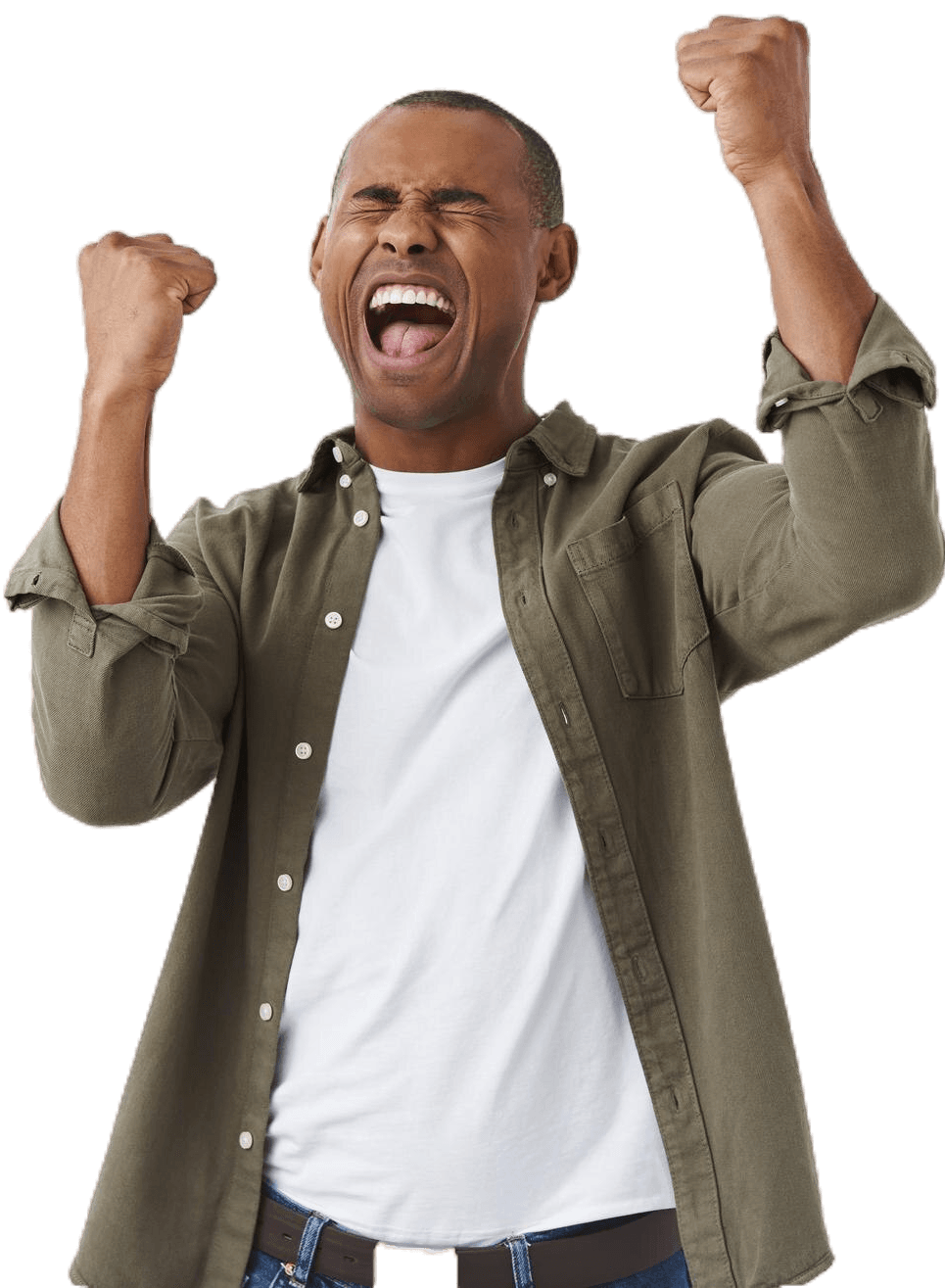 Successful business owner celebrating